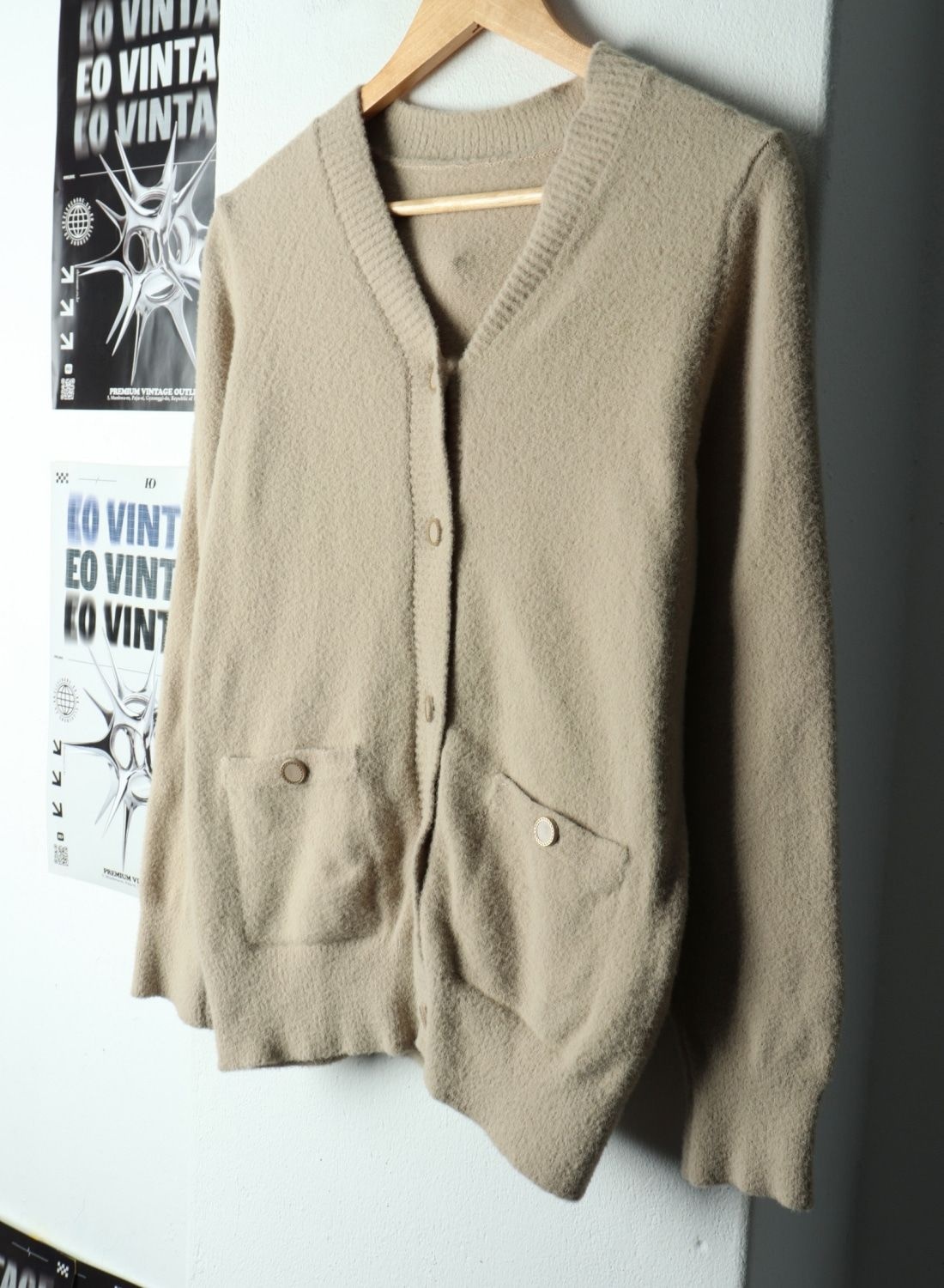 W(S-M)지오송지오 니트 가디건 베이지 올드스쿨40