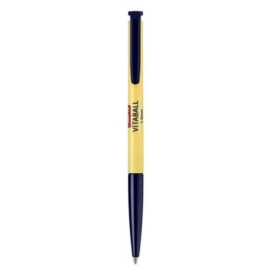 라인플러스 볼펜 비타볼 엘로우 1.0mm (청색) (12개입) (1박스) 사무용펜