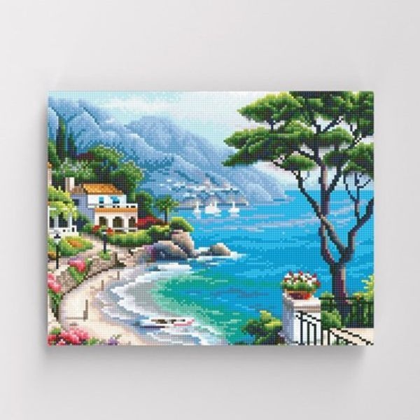 [보리보리]보석십자수 명화 풍경 해안가 풍경 40x50