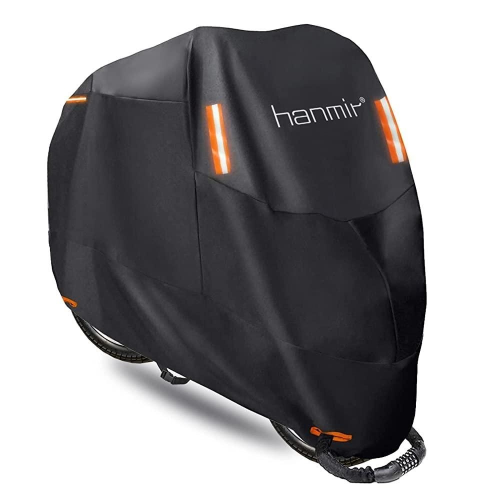 [해외] 오토바이 커버, 커버 사계절용 범용 날씨 방수 야외 자외선 차단 반사 스트립 4개 및 보관 가방 포함, XXXL 차량 2651