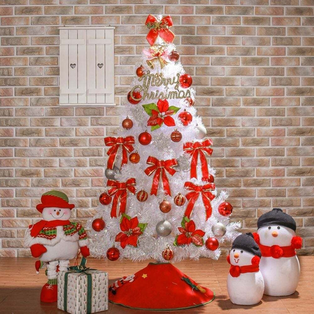 현대Hmall) 150cm 카니발레드 화이트 풀세트 크리스마스트리, image size:1000x1000