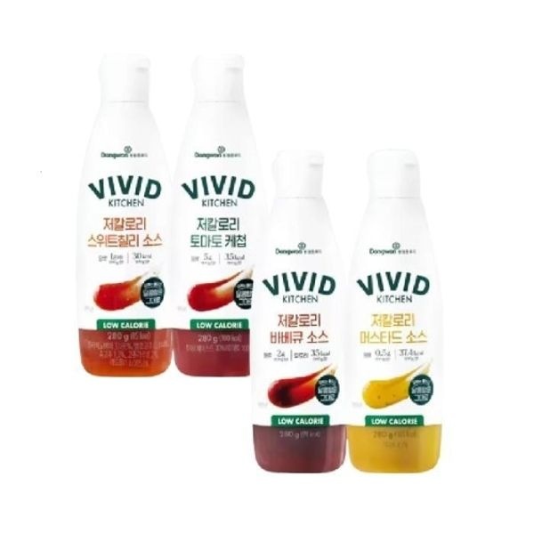 비비드키친 저칼로리 4종세트 스위트칠리 토마토케첩 바비큐 머스타드 각...