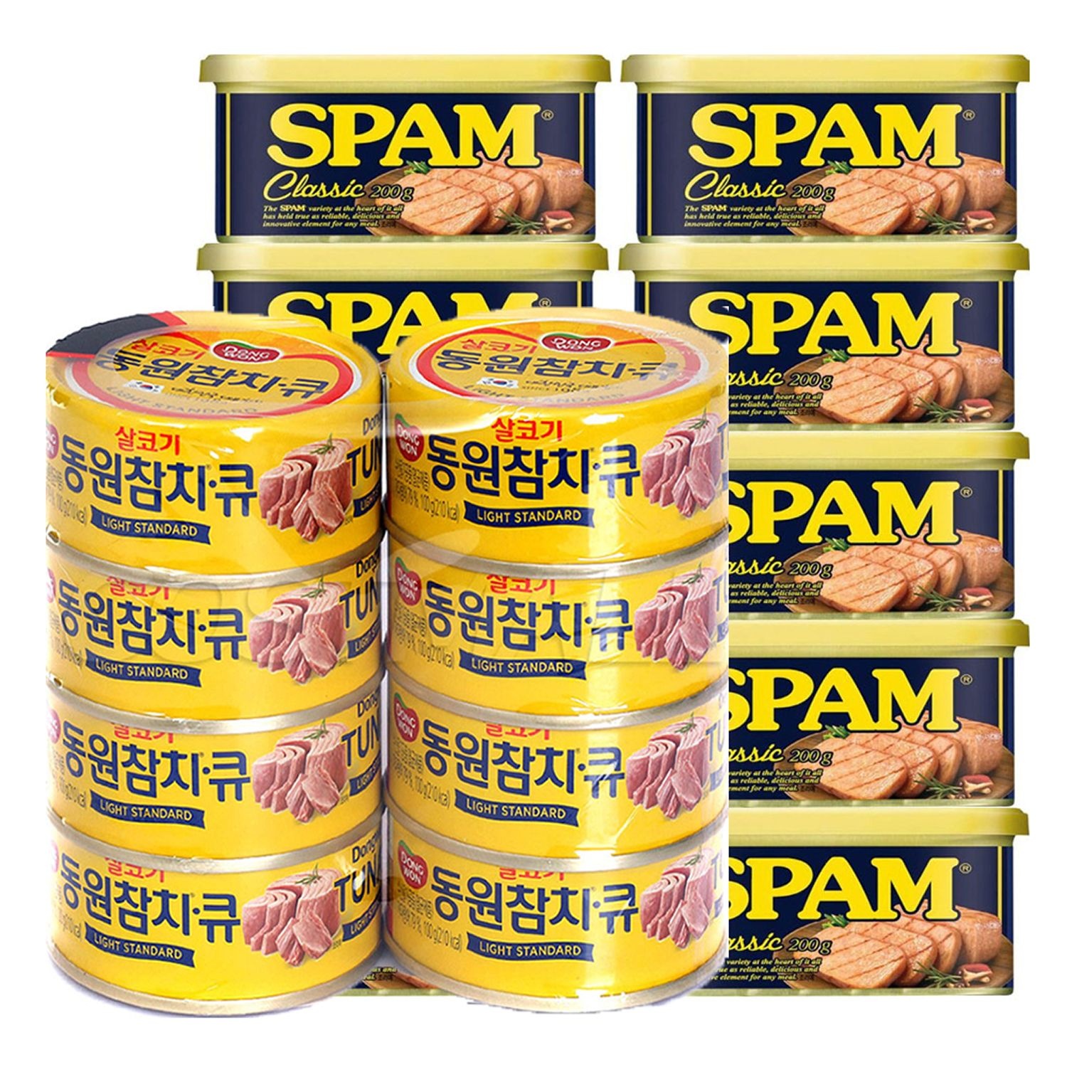 스팸 참치 혼합 (스팸 200g 10개+동원참치 살코기Q 100g 8개) 가정용묶음상품