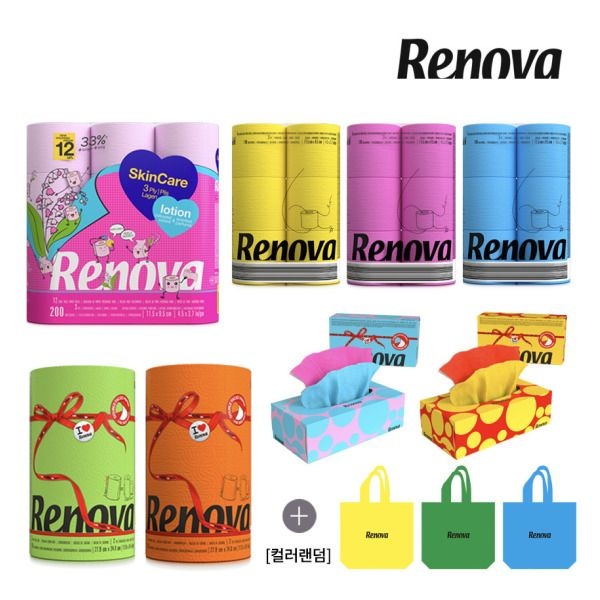 [레노바] *최유라쇼* 컬러풀  9종 베스트 선물 패키지세트(총 9종/NEW 3종 핑크로션 12롤 포함)
