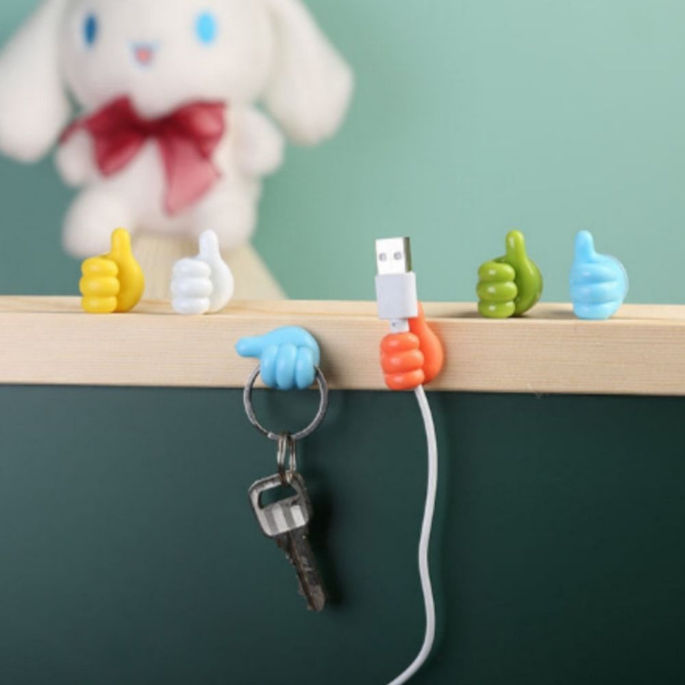 4개 홀더 USB 부착형 정리 전선 선 엄지손가락 다용도 이어폰 사무실 귀여운 케이블