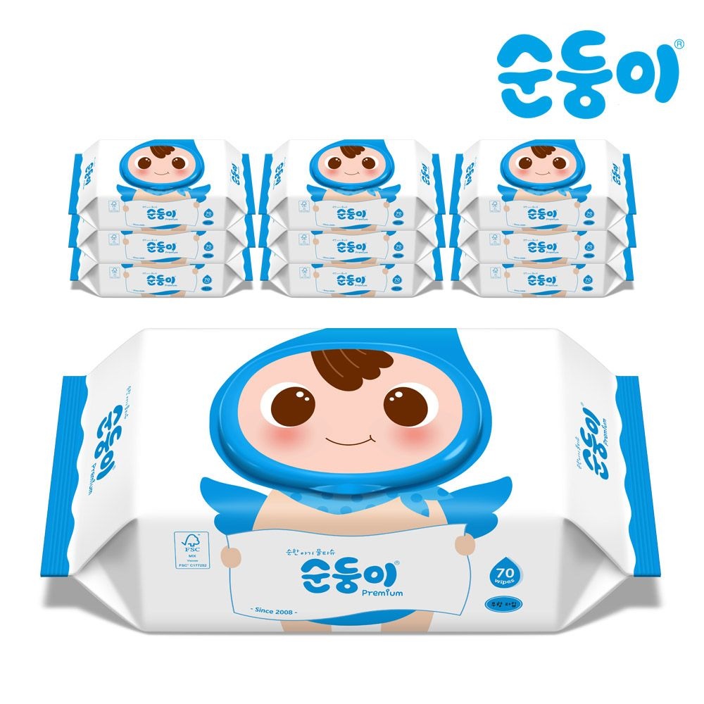 PC-01 /프리미엄 무향 플레인 물티슈 70매 캡형 10팩