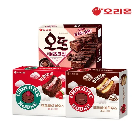오리온 초코파이하우스12p 초코 + 딸기 + 오뜨 더블초코칩12p