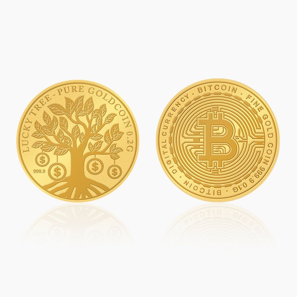 오운] 24K 부를 부르는 순금 코인 (행운나무/비트코인) 0.2g