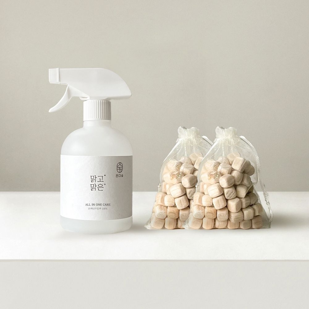 온다숲 맑고맑은 피톤치드 편백수 스프레이 편백나무 새집증후군 고급원액 500ml+편백큐브 50g 2개