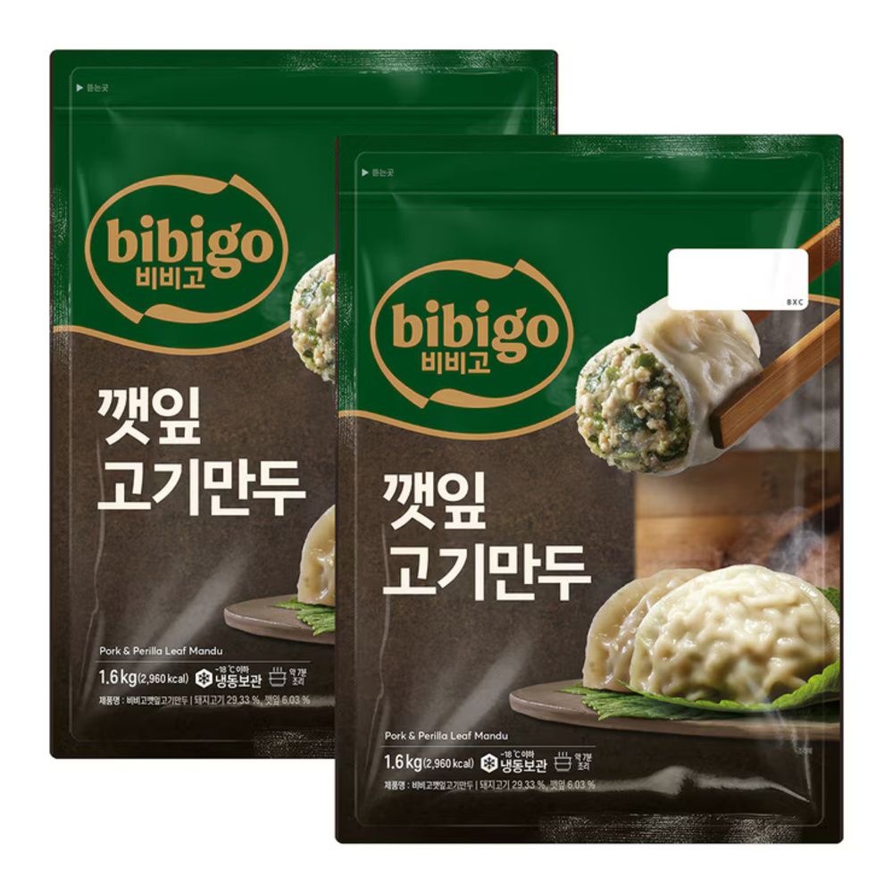 비비고 수제 깻잎 고기만두 1.6kg x 2개 얇은피만두