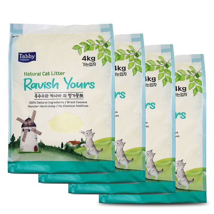 테비토퍼 Ravish Yours 라유 카사바 가는입자 4kg 4개입 고양이모래
