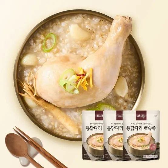 [딜크릿] 본죽 냉장 통닭다리 백숙죽 600gX3팩
