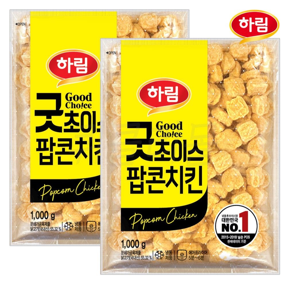 [하림]하림 굿초이스 팝콘치킨 1kg 2개 콜팝 : 롯데ON
