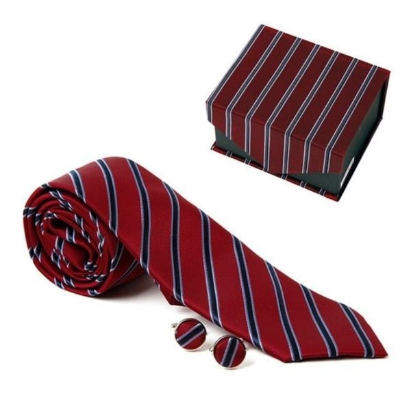 [하프클럽]모노무드 와인네이비 사선 타이 커프스링크 선물세트