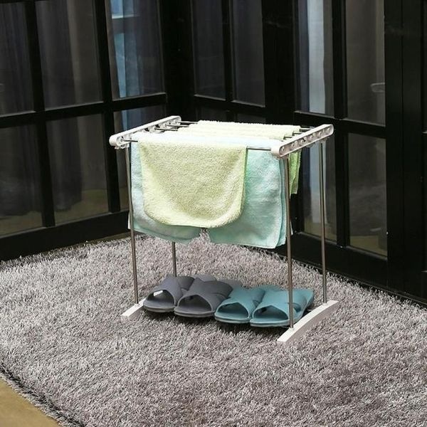 [하프클럽]쿡투맘 걸이 자연가습기 수건 이동식 양말 스테인레스 빨래 L 실내건조대1단 건조대 미니