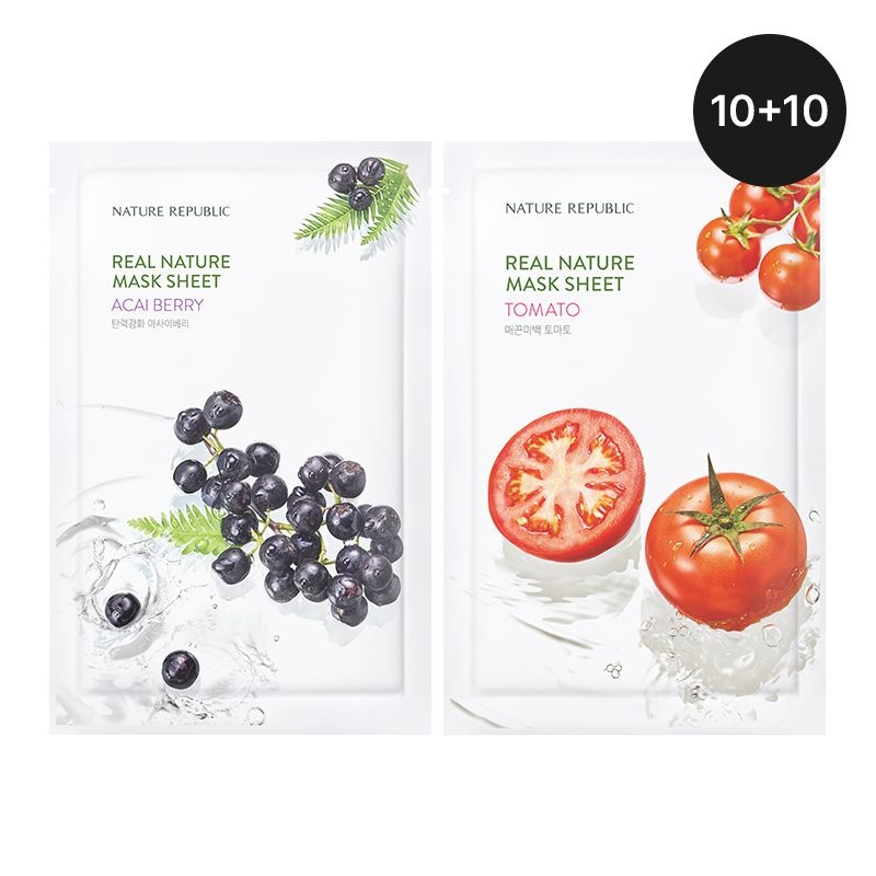 네이처리퍼블릭 [10+10] 리얼 네이처 마스크시트 (아사이베리10매+토마토10매)