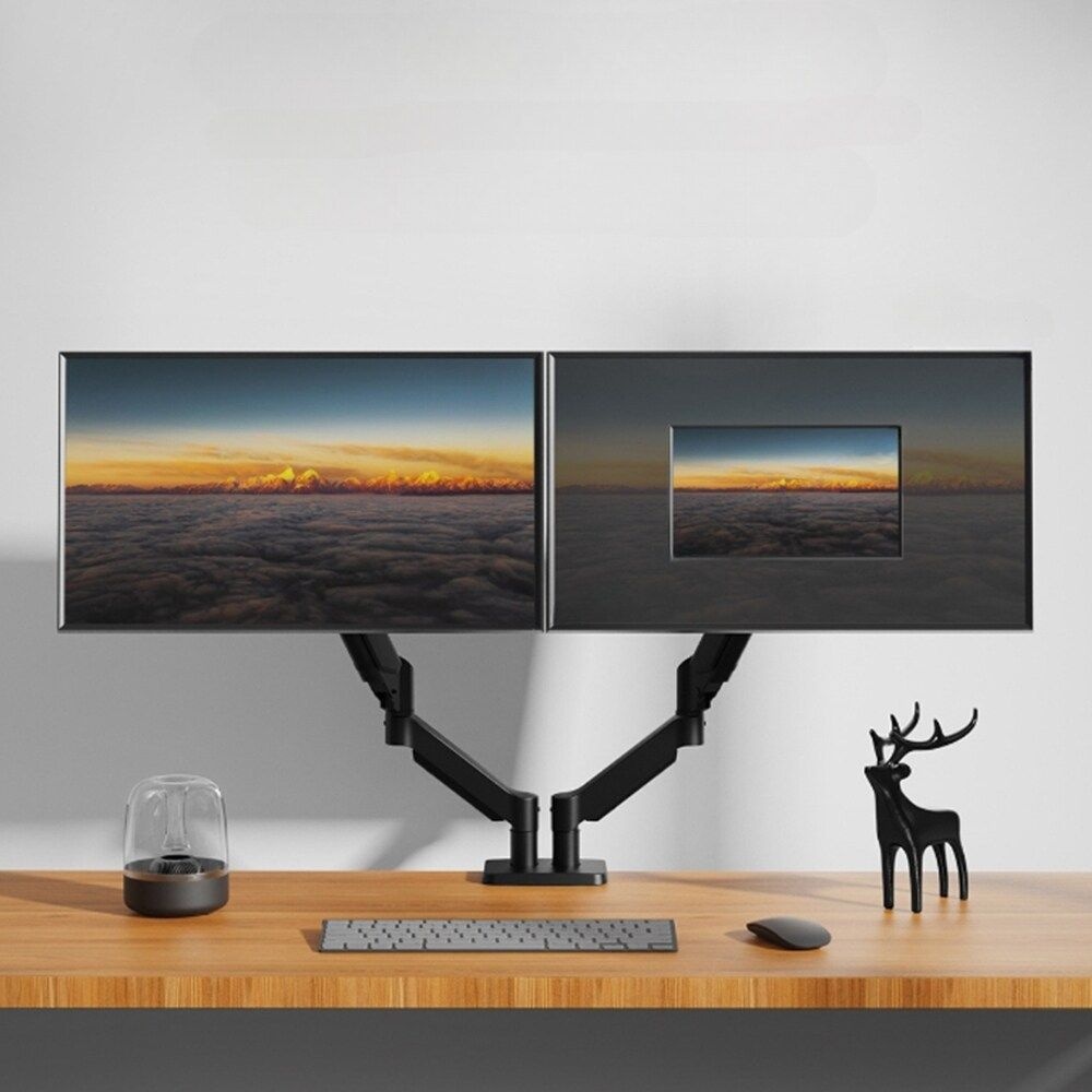 [토마]프리미엄 모니터암 받침대 듀얼 거치대 스탠드 거치대 높이조절 선...