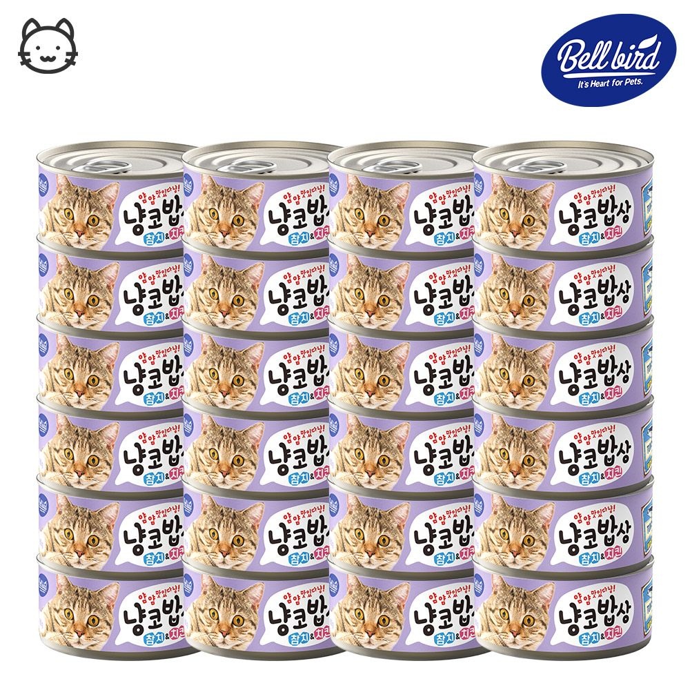 벨버드 [L포인트 적립] 벨버드 냥코밥상 참치와 치킨 고양이캔 통조림 간식 80g 24개
