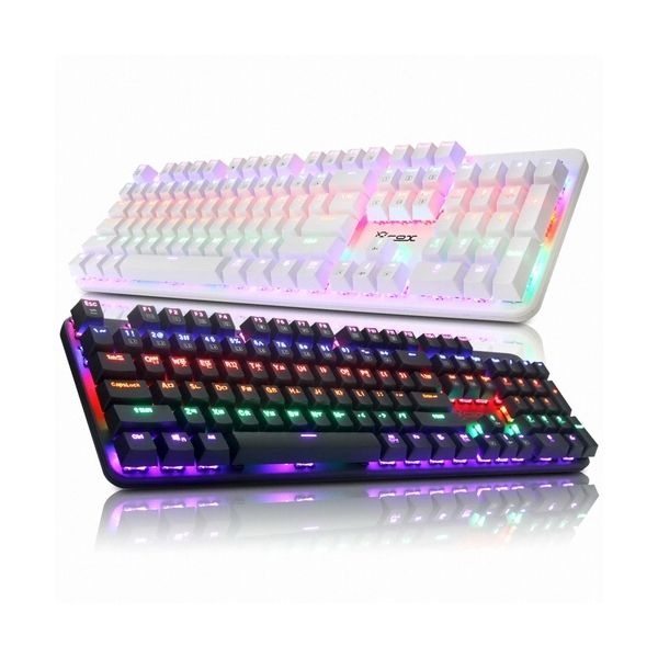 COX CK420 교체축 레인보우 LED 게이밍 기계식 키보드 (블랙, 청축)