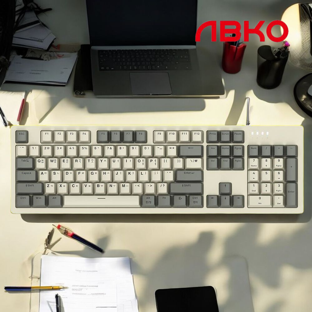 앱코 K517 레트로 사무실 사무용 키감좋은 게이밍 키보드 적축