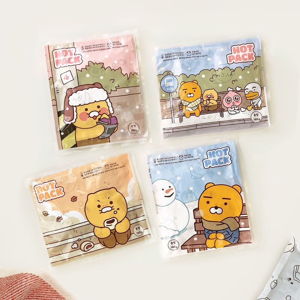 카카오프렌즈 춘식이 따끈핫팩 단체 라이언 180g 대용량 캠핑 일회용손난로 군인 경찰 스키 학생