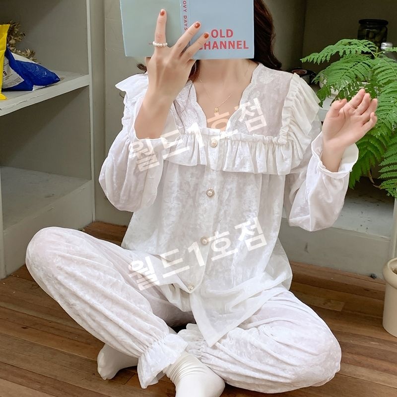 공주 스타일 여성잠옷 레이스 최신상품 골드 벨벳 두꺼운 플란넬 여신 홈웨어