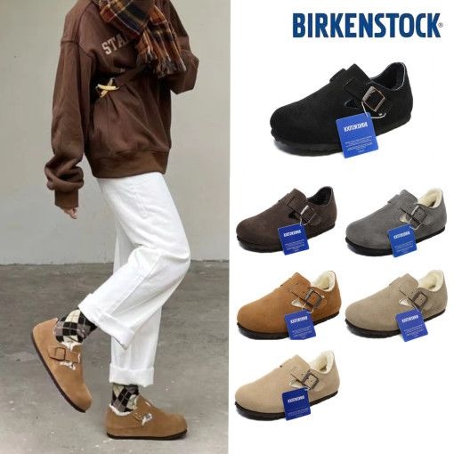 버켄스탁 남여공용 시어링 스웨이드 레더 털슬리퍼 London Shearling