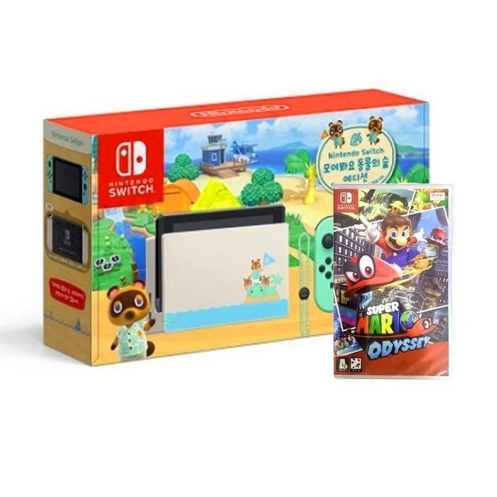 닌텐도 스위치 모여봐요 동물의 숲 에디션 본체 +슈퍼 마리오 오딧세이 국내정품 Ss