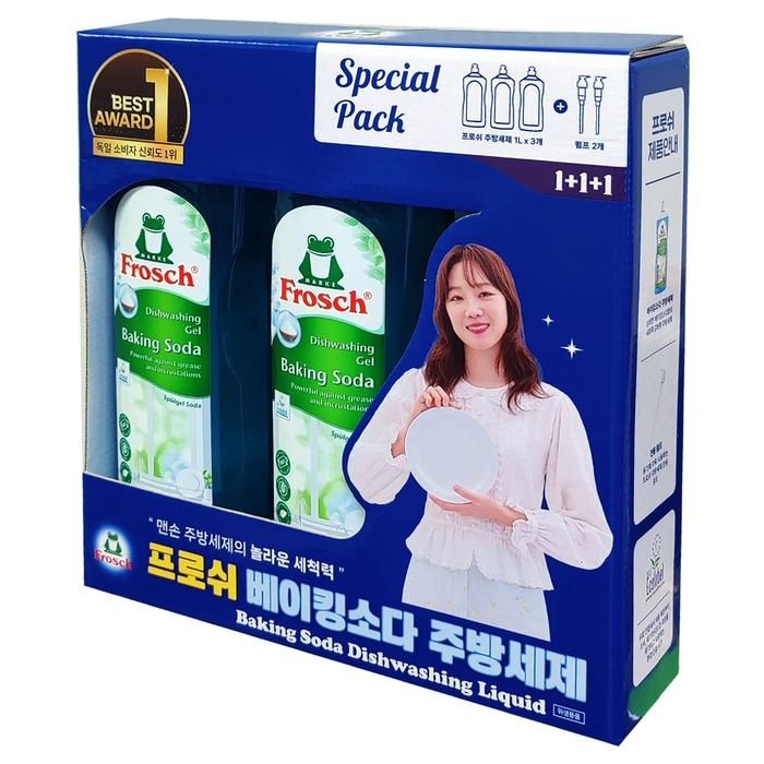 프로쉬 베이킹소다 주방 세제 스페셜팩 1L x 3개 + 펌프 2개