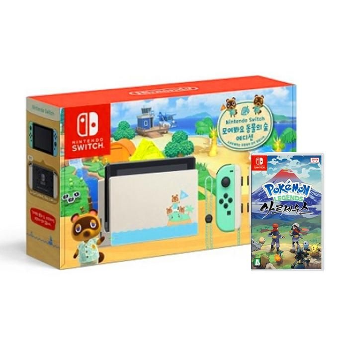 닌텐도 스위치 모여봐요 동물의 숲 에디션 본체 +포켓몬 레전드 아르세우스 [게임칩] 세트 국내정품 Ss