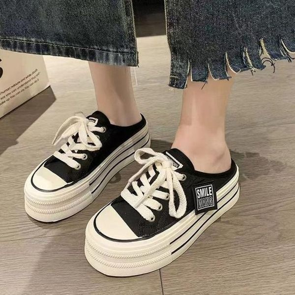 [하프클럽]여자 플랫폼 통굽 스니커즈 운동화 캔버스 뮬 키높이