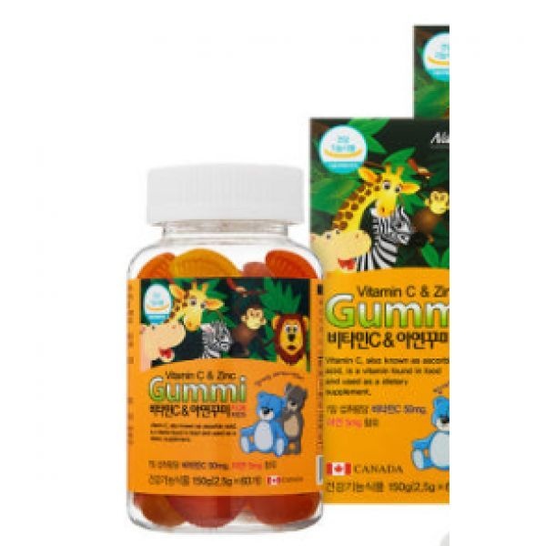 네추럴라이즈 비타민C&아연 꾸미 어린이 비타민젤리 아기 구미 키즈 영양제 60구미, 3개