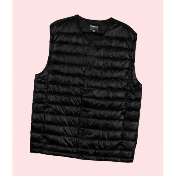 NIX 남 나일론 덕다운 80 20 라운드 샤이니 경량 베스트 〈50G〉 레귤러핏 블랙 FNRWCVE102P FNRWCVE102PBKA 4043264