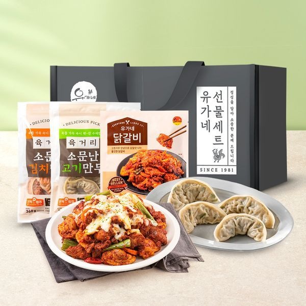 유가네 [보리보리]닭갈비 600g 2팩 + 육거리소문난만두 고기 1팩 + 김치 1팩