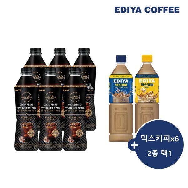 이디야커피 [이디야 커피] [이디야] PET 커피랩 1L x6 + 믹스커피 1L x6 (2종 택1)