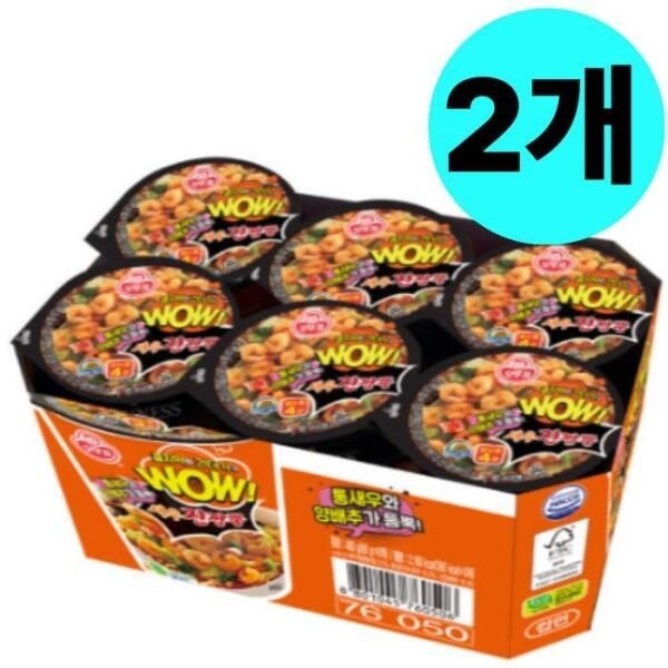 오뚜기 [셀러허브 식품] 오뚜기 WOW 와우 새우진짬뽕 작은 소 컵라면 6개입 X2