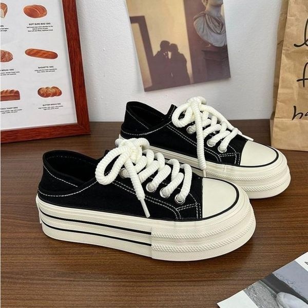 [하프클럽]여자 캔버스 스니커즈 키높이 겸용 단화 뮬 플랫폼