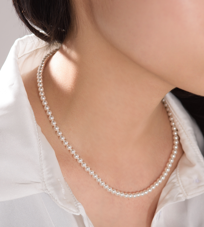 주식회사 혼 미니골드 [당일발송] 롯데ON 단독 특가할인 50개 한정수량 미니골드 김천점 4mm 진주 비드 목걸이(스와) 14K NAMM4001