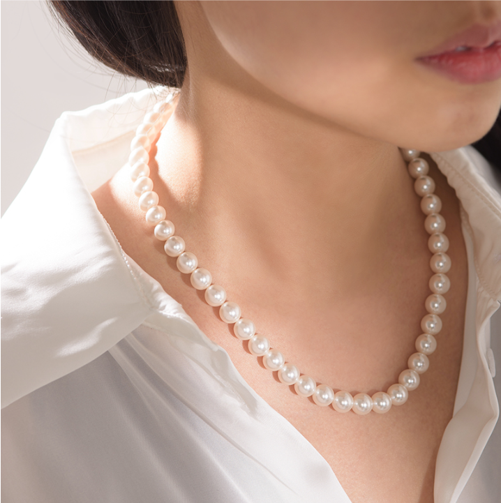 미니골드 [당일발송] 롯데ON 단독 특가할인 50개 한정수량  미니골드 김천점 8mm 진주 비드 목걸이(스와) 14K NAMM4003