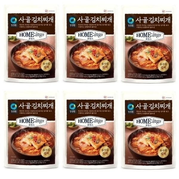 [청정원] 청정원 호밍스 사골 김치찌개 450g x 6개 맛있는 간편...