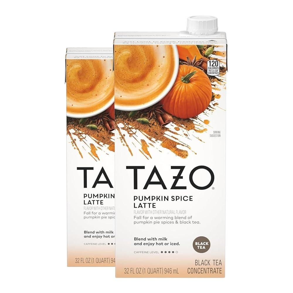 Tazo [해외] TAZO Pumpkin Spice 라떼 홍차 농축액, 916.4ml(32온스) 상자 (2팩) 176590