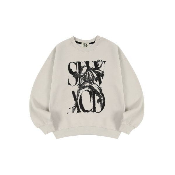 [11월 5일 배송] SLOW ACID 피치스킨 러스티 로고 스웨트셔츠 [웜그레이]