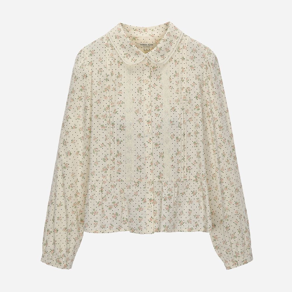 [롯데백화점] 써스데이아일랜드 플라워패턴 페플럼 블라우스 T256MBL163W LE1220406211