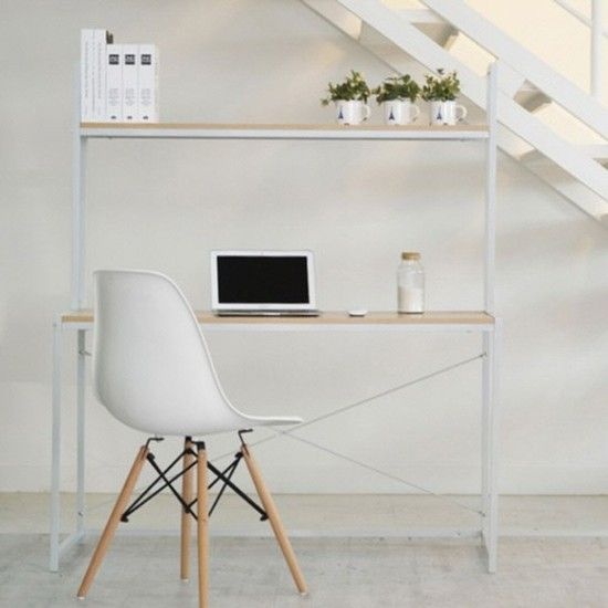 흰색 프레임 책상 원룸 학습용 2단 선반 합리적 디자인 철제책상 고등학생책상 중학생책상