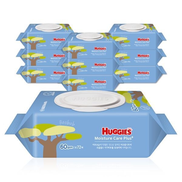 하기스 모이스쳐케어 플러스 유아물티슈 캡형