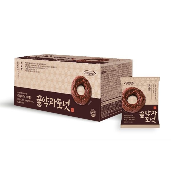 에이원식품 한국민속촌 꿀약과도넛 초코맛  (60g x 10봉) 전통의 달콤함