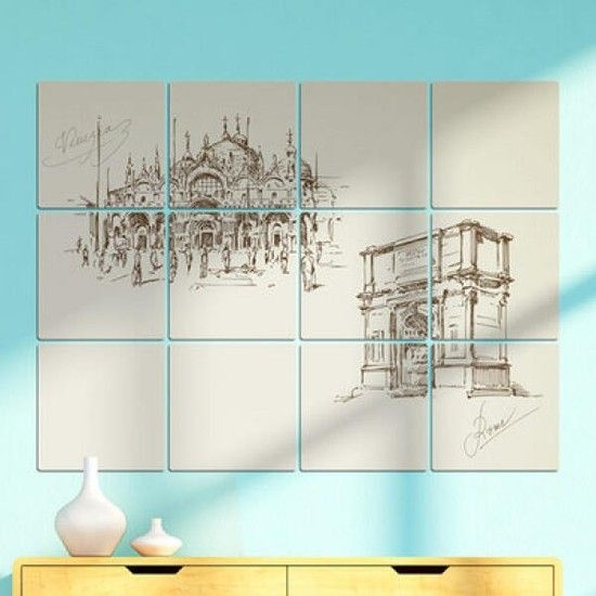 아트박스/꾸밈 pc220-멀티액자_세계랜드마크3(산마르코성당개선문)
