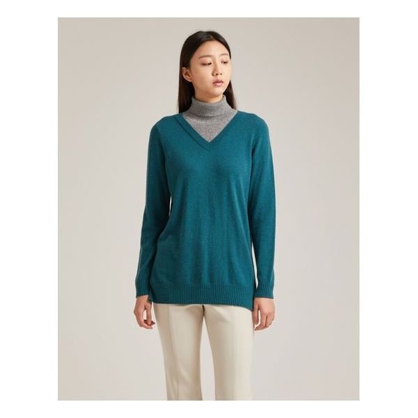 올리비아로렌배색 네크 니트 풀오버_VOCBLWWA341 614146