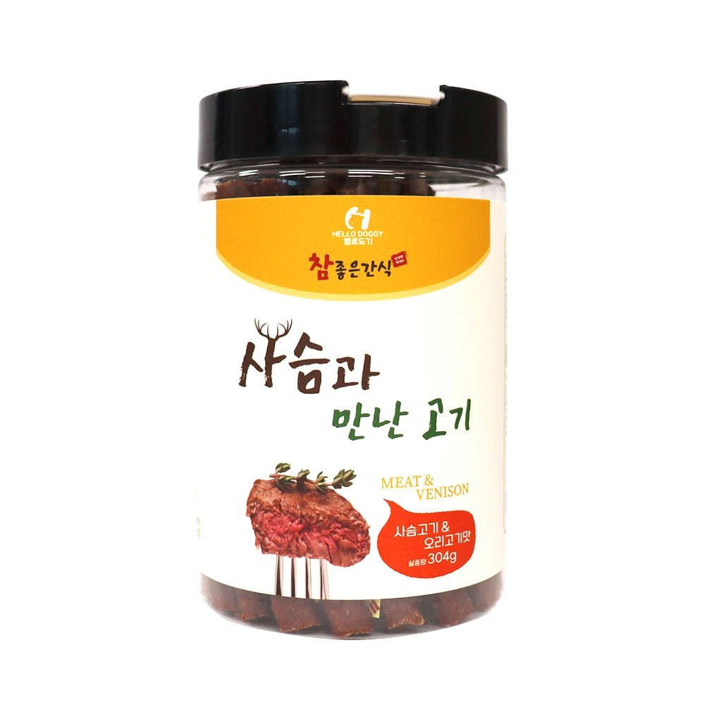 헬로도기 사슴과 만난고기 304g 사슴고기 오리고기맛 강아지간식