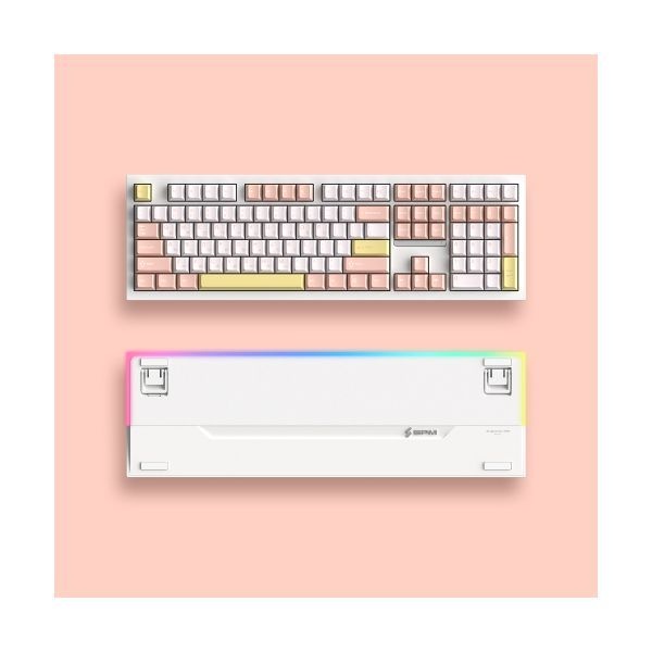 SPM 매장정품 SPM PL108W 목새 풀배열 유무선 저소음 기계식 키보드 사무용 (베이비 핑크)